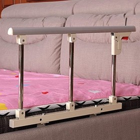 AMSXNOO Barriere de Lit, Pliable Personnes Âgées Chevet Balustrade Argent Métal Garde Lit Aider Manipuler pour Hôpital Médica