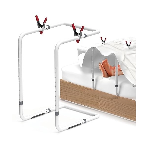 JJ Care Rehausseur de couverture avec pinces – Reposepieds – Réglable de 50,8 cm à 71,1 cm en acier et aluminium, support pou