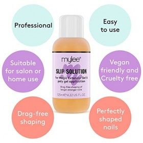 Mylee Slip Solution Polymer Gel 125ml - Construction Polymer Gel, Ongles et Extensions UV LED, Solution Liquide dAlcool Isop