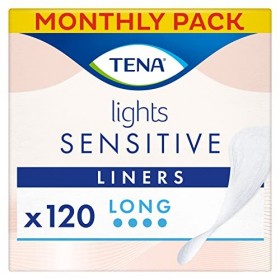 TENA Lights Protège-slips Longs Incontinence Femme - Pour Peaux Sensibles - Protections Absorbantes pour Fuites Urinaires Lég