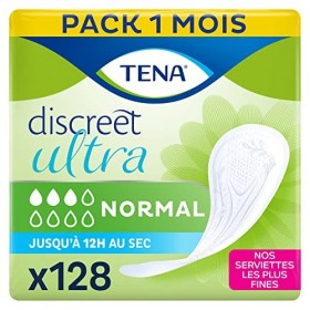 Serviettes TENA Discreet Ultra Normal - Protections Fuites Urinaires Femme - Sans parfum et absorbantes - Triple Protection c