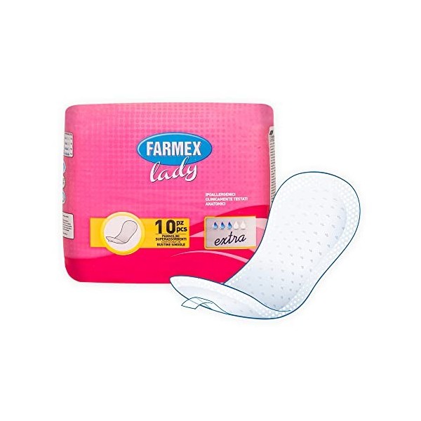 Farmex Lady EXTRA- Serviette absorbante anti-odeurs pour incontinence légère – Respirante, hypoallergénique et sans latex - D