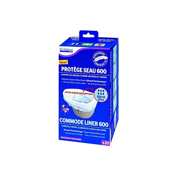 Dr Helewa - Dhc60020 - Protège Seau De Chaise Boite De 20 Sacs Dabsorbtion De 600 Ml