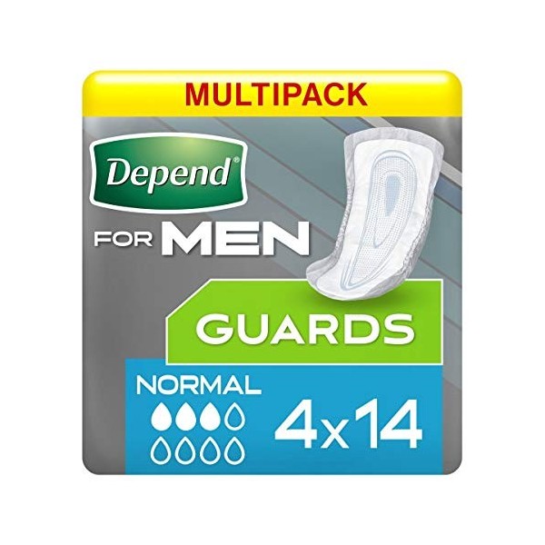 Depend Serviettes pour hommes, capacité dabsorption maximale, protection contre lincontinence, 56 serviettes lemballage p