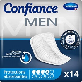 Confiance® Men - Petites Protections Anatomiques Absorbantes pour Hommes - Discrètes - Niveau dAbsorption - 4 gouttes Fuite