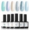 modelones Top Coat Semi Permanent et 4 en 1 Colle Faux Ongles et Nail Prep Set,Kit Vernis Semi Permanent, pour Des Extensions