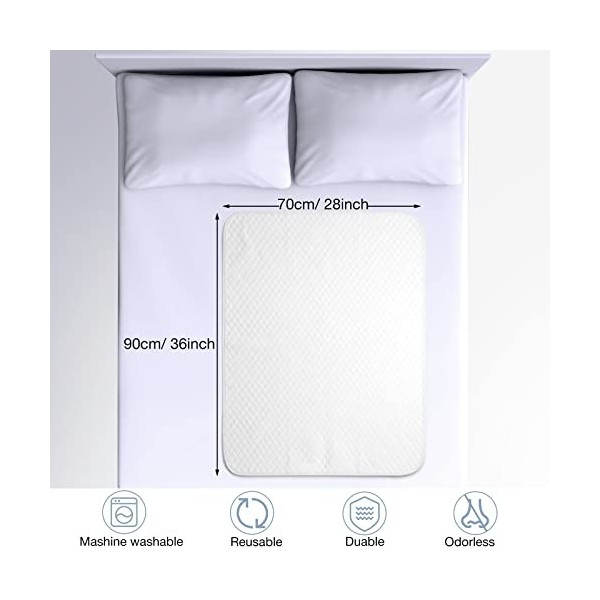 6 Pièces Alèses Lavables pour Matelas à Forte Absorption Alèses pour Lit dIncontinence 70 x 90 cm Protège-Matelas pour Incon