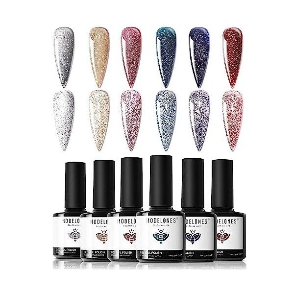 modelones Top Coat Semi Permanent et 4 en 1 Colle Faux Ongles et Nail Prep Set,Kit Vernis Semi Permanent, pour Des Extensions