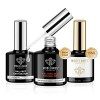 modelones Top Coat Semi Permanent et 4 en 1 Colle Faux Ongles et Nail Prep Set,Kit Vernis Semi Permanent, pour Des Extensions