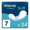 Attends Soft 7 Lot de 34 serviettes hygiéniques pour fuites urinaires importantes