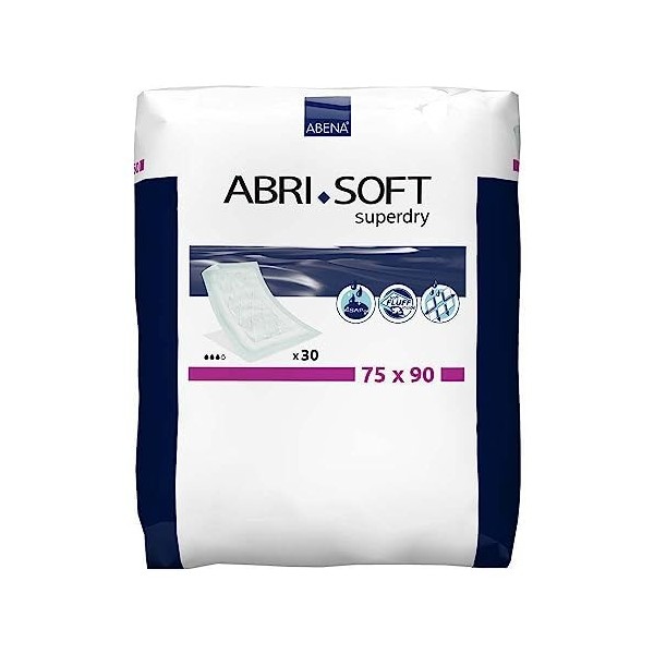 ABENA Abri-Soft Superdry Lot de 30 sous-tapis adhésifs avec ruban adhésif 75 x 90 cm 1800 ml