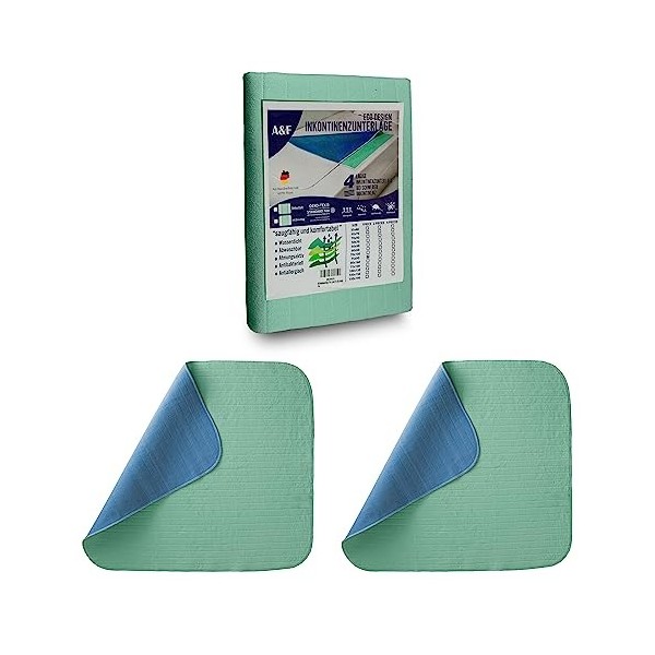 A&F Lot de 2 alèses pour incontinence - 75 x 100 cm - 4 couches - Jusquà 26280 ml/m² - Absorbant - Lavable - Pour lit adulte