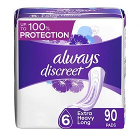 Always Discreet Lot de 2 paquets de 45 serviettes dincontinence extra lourdes et longues pour adultes, protection jusquà 10