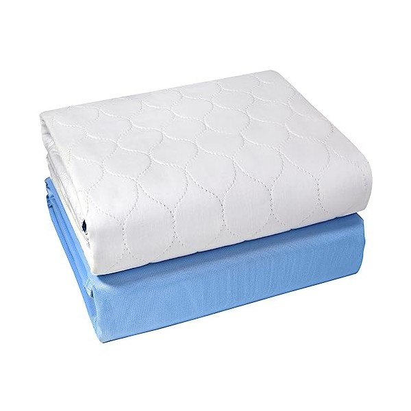 Lot de 2 alèses de lit à Forte Absorption pour Incontinence, 86 x 91 cm, lavables et réutilisables, imperméables