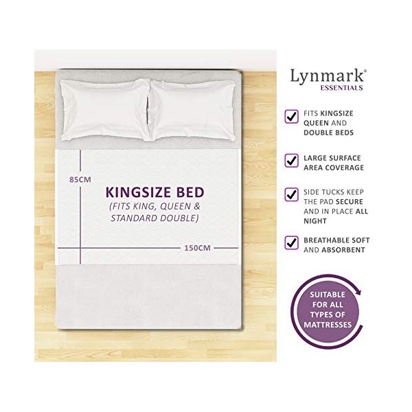Lynmark Protège-lit lavable avec plis – King size,Drap imperméable de qualité certifié OekoTex et idéal pour lincontinence e