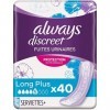 Always Discreet, 40 Serviettes Hygiéniques Incontinence Femme, Long plus 5 Gouttes, Protection Absorbante pour Fuites Urinair