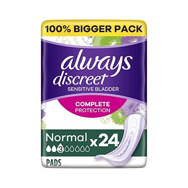 Always Discreet pour fuites urinaires Incontinence Normal urinaires Avantage Pack, 1er Pack 1 x 24 pièces 