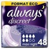 Always Discreet Extra Sûre, 48 Serviettes Hygiéniques Incontinence Femme, Ultimate Nuit 7 Gouttes, Protection Absorbante pour