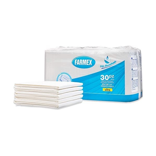 Farmex Alèse Ultra Absorbante Protège-matelas Imperméable, 30 Pièces