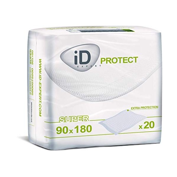 Ontex Id Expert Protect Super Taille 90 x 180 cm Pack 20 Incontinence Protection pour Adulte