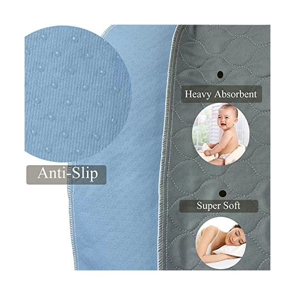 HUNAIGEE Lot de 4 alèses de chaise pour incontinence - Lavables - Imperméables - Avec dos antidérapant - 54 x 56 cm