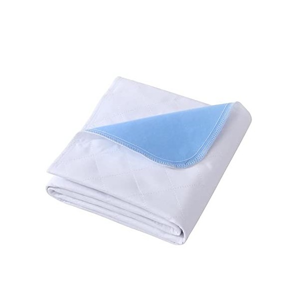 Aimtton Lot de 2 sous-matelas dincontinence lavable 70 x 90 cm en non-tissé absorbant imperméable et lavable Bleu et blanc