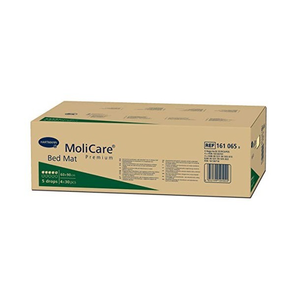 MoliCare Premium Bed Mat Lot de 4 x 30 protège-lits 5 gouttes avec noyau absorbant en flocons de cellulose 60 x 90 cm