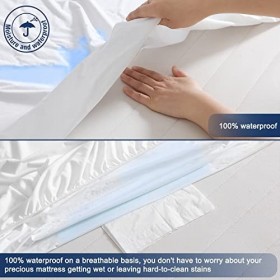 Beclecor Protège-matelas imperméable, respirant et confortable avec surface lisse pour une protection maximale, poche profond