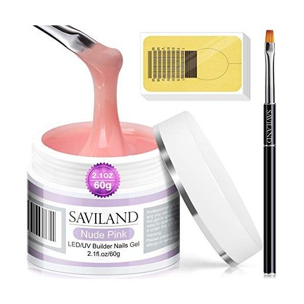 Saviland Gel Construction Ongle U V - 60g Clear Gel Ongle Nail Renforcer Nail Art Kit Ongle En Gel 100PCS Formes Dongles Et 