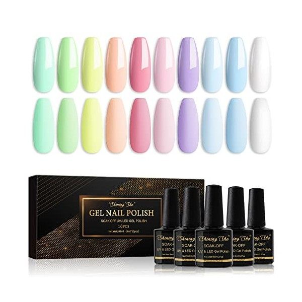 Shining She Vernis Semi Permanent, 6 Couleurs Rose Série Vernis à Ongles Gel Soak Off UV/LED Semi-permanent Manucure Kit Pour