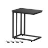 VASAGLE Table d’appoint, Bout de canapé, Table mobile, avec cadre en acier et roulettes, montage facile, style industriel, po