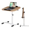 PIPIPOXER 60x40cm Table Roulante pour Lit Canapé avec Bandes Antidérapantes, Bureau Mobile Réglable en Hauteur 61-95cm, Burea