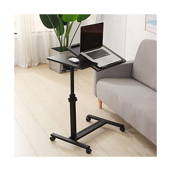 Chariot de bureau pour ordinateur portable QQ-8A noir