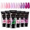 UR SUGAR Nail Extension Gel, Changement de Couleurs Rouge Rose Poly Extension Gel Acrygel Poly Nail Tube Gel 6 Couleurs 15ml,