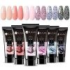 UR SUGAR Nail Extension Gel, Changement de Couleurs Rouge Rose Poly Extension Gel Acrygel Poly Nail Tube Gel 6 Couleurs 15ml,