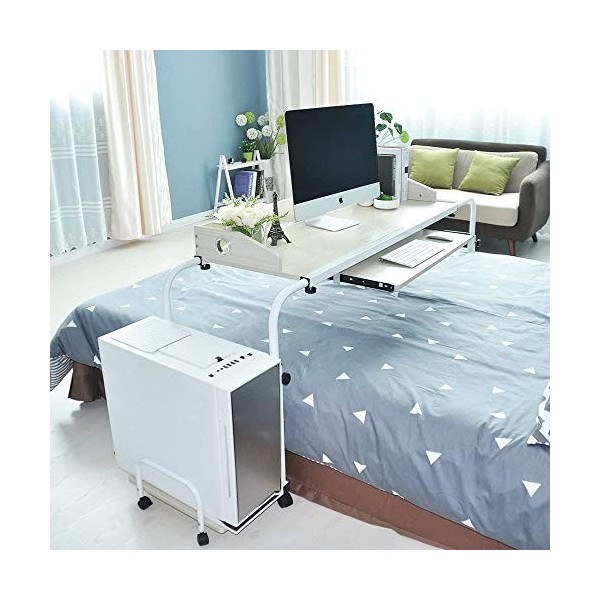 LJXiioo Table de lit Mobile 47"Table de Soins Infirmiers croisée Table dordinateur pour Manger sur Le lit avec Longueur et H