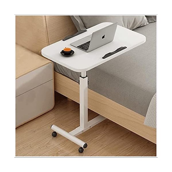 KUMIAO Table de lit mobile à hauteur réglable avec roulettes pour allaiter, lire, manger – Table dappoint portable pour lit 