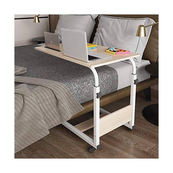 GCCSSBXF Table de lit réglable en hauteur avec roulettes verrouillables – Plateau médical pratique et mobile pour manger ou l