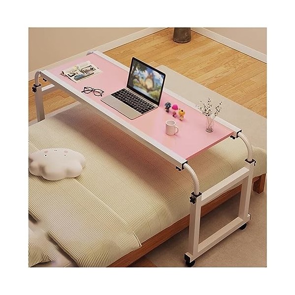 Table Roulant sur Lit, Table de Chevet avec roulettes Bureau de lit Mobile Hauteur Réglable Table Roulant de Lit Poste de Tra