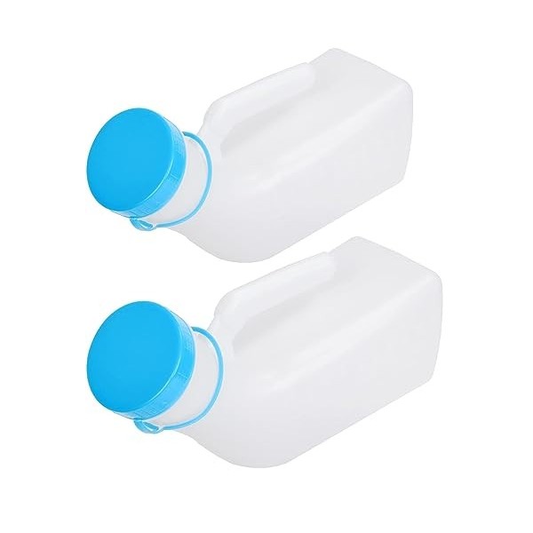 Atoke Lot de 2 urinoirs pour homme avec couvercle phosphorescent - 1000 ml - Avec bouchon à vis anti-déversement - Pour voyag