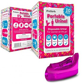 Prosorb Lot de 10 urinoirs portables jetables avec coussinet super absorbant Rose