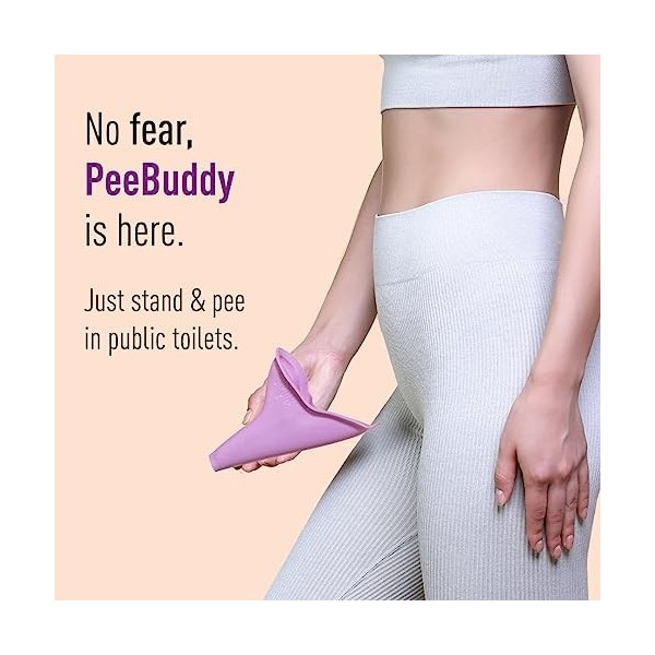 PEE BUDDY Entonnoir durine Réutilisable pour Femmes Rose en position debout Aide à uriner pour Femmes Antibactérien entonno