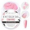 Makartt gel construction ongle uv- 4 en 1 Glux Gel Solid Nail Extension Gel Builder Nail Gel Colle UV pour Ongles Acryliques 