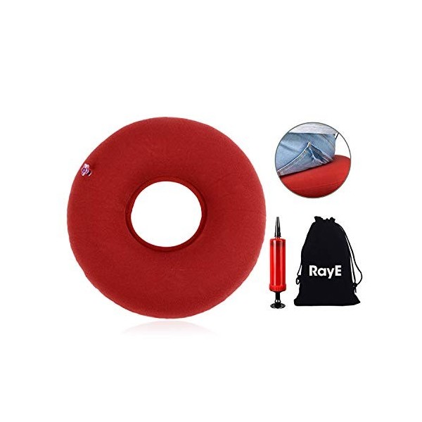 RayE Coussin d’Assise Gonflable en Anneau pour Douleurs au Coccyx et au fessier, Hémorroïdes, Prostatite, Grossesse,douleur p