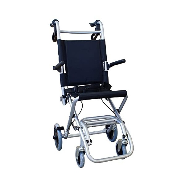 Mobiclinic, Fauteuil roulant de transit, Neptuno, Aluminium, Pliant, Frein sur poignées, Marque espagnole, Repose-pieds plian