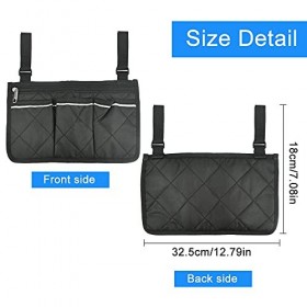 QUCUMER Sac Fauteuil Roulant Réglable Pochette Fauteuil Roulant Portable avec Bande Réfléchissante Sacoche Latérale Fauteuil 