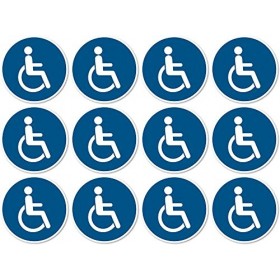 Lot de 12 autocollants pour personnes handicapées en fauteuil roulant ou personnes handicapées - Conforme à la norme DIN EN I