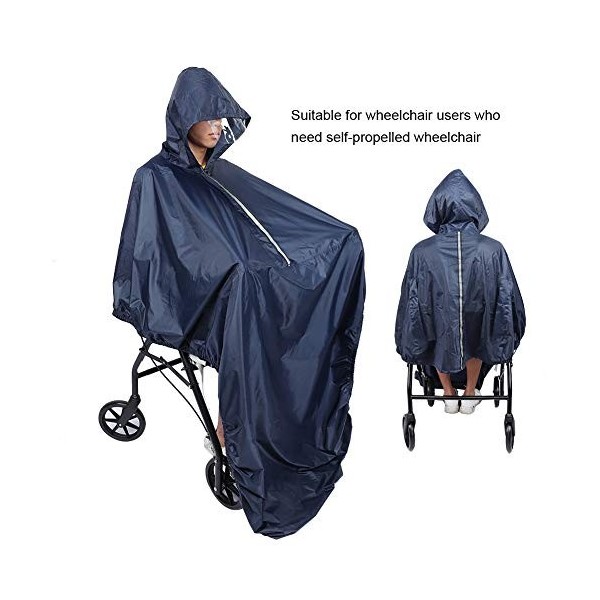 Agatige Poncho imperméable pour Fauteuil Roulant avec Capuche, Housse de Pluie pour Fauteuil Roulant Cape de Protection Contr