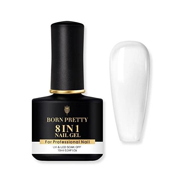 BORN PRETTY Builder Gel, 8-in-1 Gel Pose Americaine, Extend Gel, Gummy Base, Gel de Construction Ongle UV, Colle Faux Ongles,