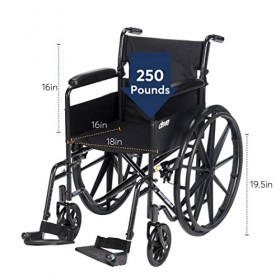 Drive Medical Silver Sport 1 Fauteuil roulant avec accoudoirs et repose-pieds amovible